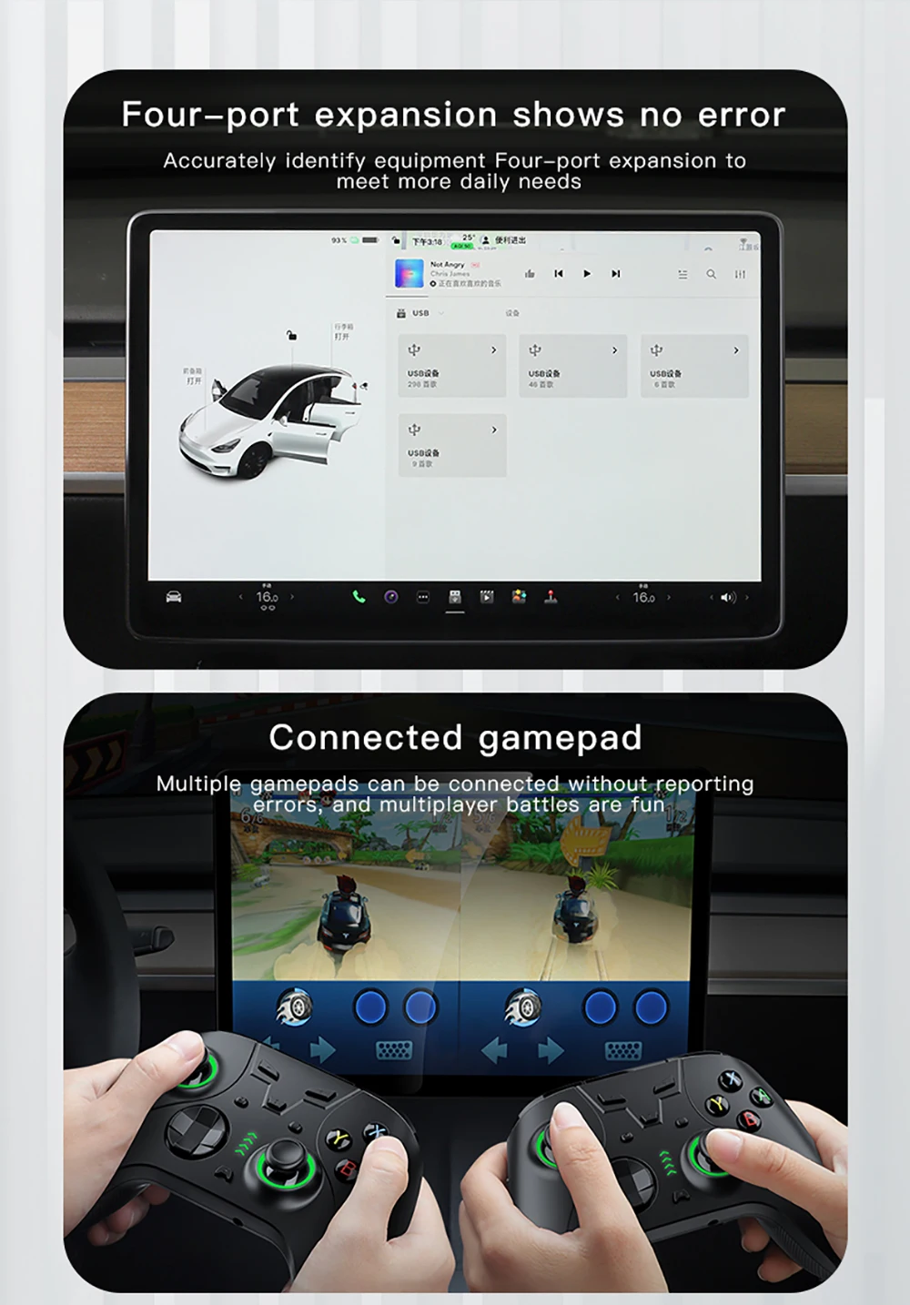 YZ für Tesla Model 3 Y YL Handschuhfach-USB-Hub, 4-in-1 Schnelllade-Dockingstation, Flockbeschichtete Versteckte Multifunktions-Autosteckdose – Detail 8
