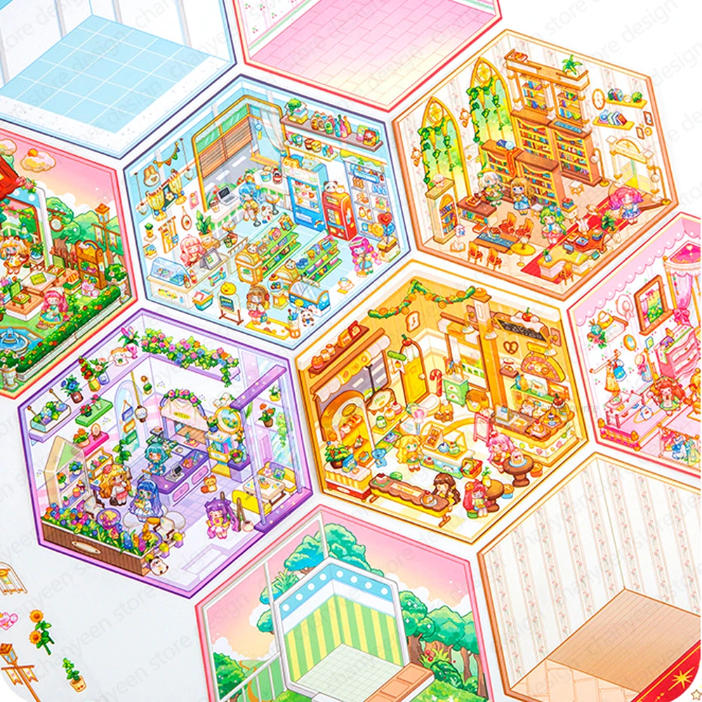 Mini mundo DIY pegatina de paisaje de dibujos animados bolsillo escena de cabina 3D apilamiento pegado regalo de cumpleaños de Navidad para chico