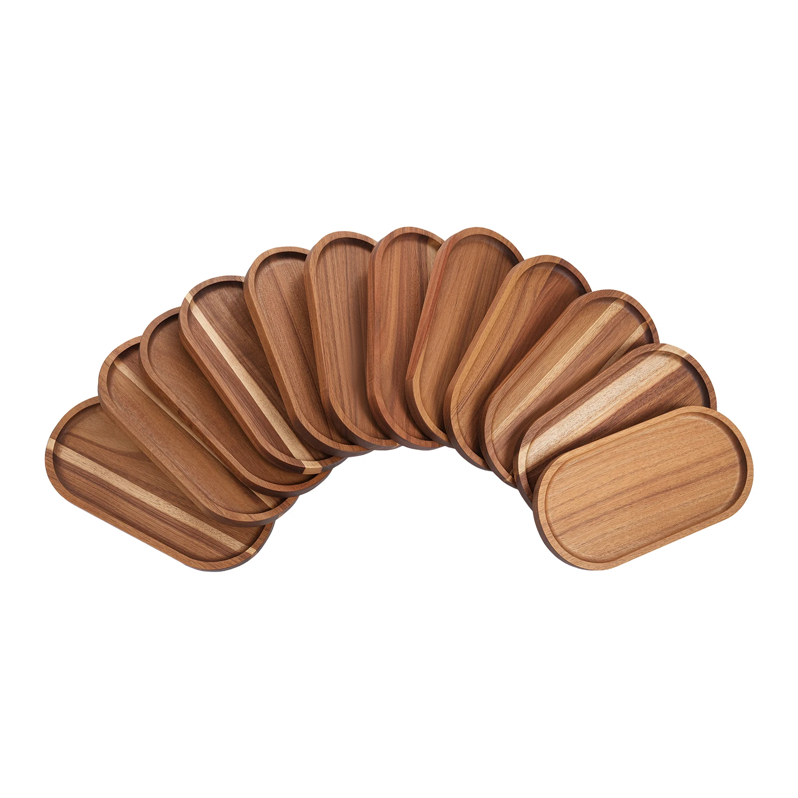 12 قطعة صواني تقديم الخشب البيضاوي 25*12.5*2 سنتيمتر تكويم للأطعمة المشروبات مجوهرات المنزل المطبخ مطعم