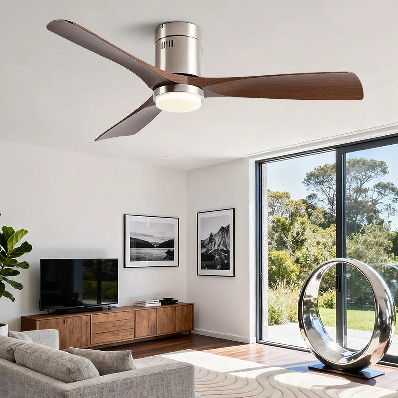 42/52Inch Low Floor Ceiling Fan DC Motor Electric Fan with LED Light and Remote Control for Bedroom Hotel Office