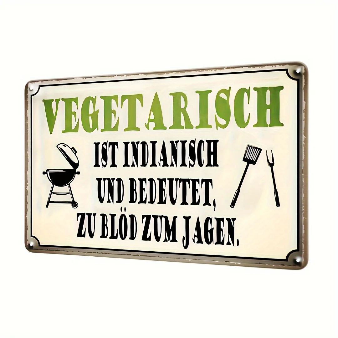 German Humor BBQ Metal Sign ( ) - Retro Wall Art for Home, Bar, Cafe & Garage Decor | Multifunctional Hanging Plaque for Kitche