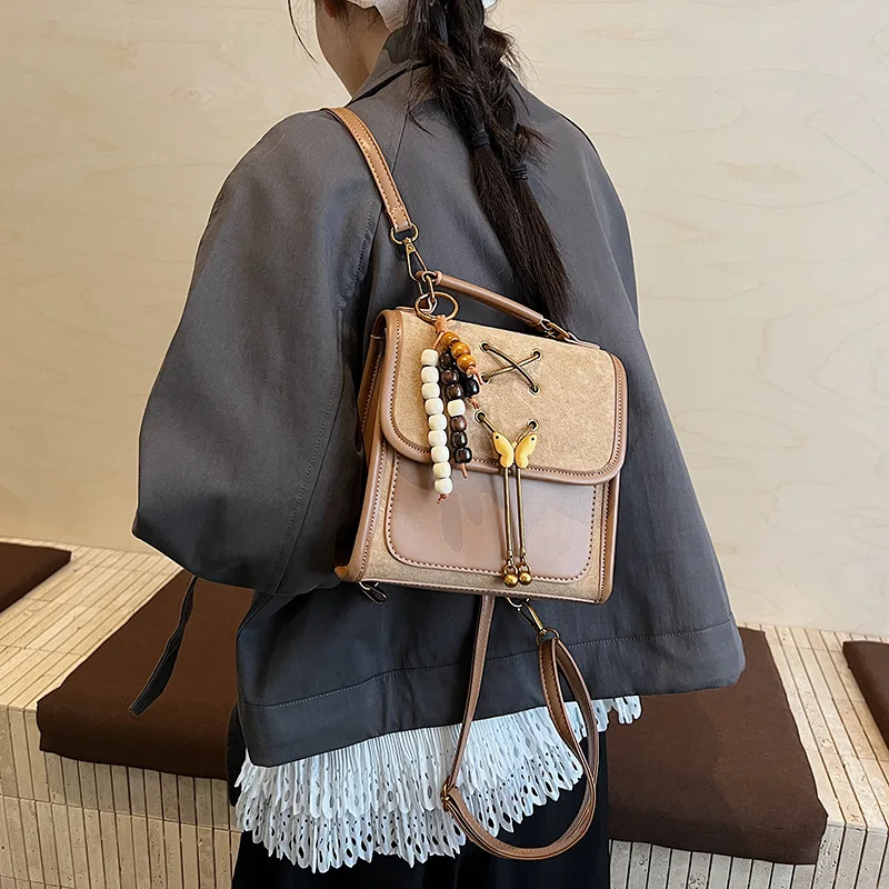 

2025 New Prep School Backpack for Women, Structured Top Handle Square Bag, Casual Chic Rucksack, Compact and Very Stylish​