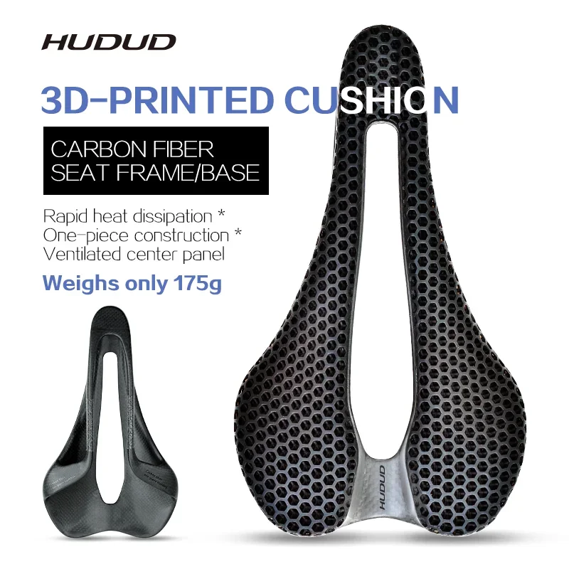 HUDUD ZD-09 3D Printed Carbon Saddle 175g | 7x9 Elliptical Rails | Biomimetic Lattice | Gradient Stiffness | Breathable | Road M