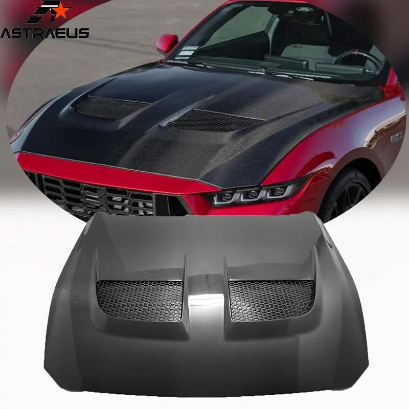

New GTD Style Black Carbon Fiber Hood For 2024-2026 Mustang GTD Front Bonnet-Bolt-On OEM Fitment High Quality Replacement