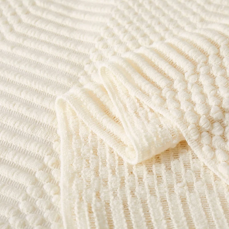 Textured Knitted Throw Blankets with Tassels Cozy Woven Decorative Boho Bed Blanket for Sofa Bed Chair Pattern for All Seasons