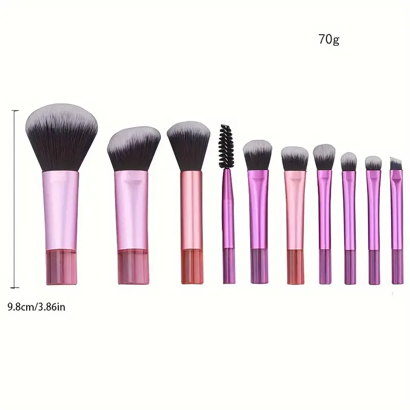 10-teiliges Mini-Make-up-Pinsel-Set für Foundation, Puder, Lidschatten, Rouge, Concealer und Mischwerkzeuge für glattes und makelloses Make-up