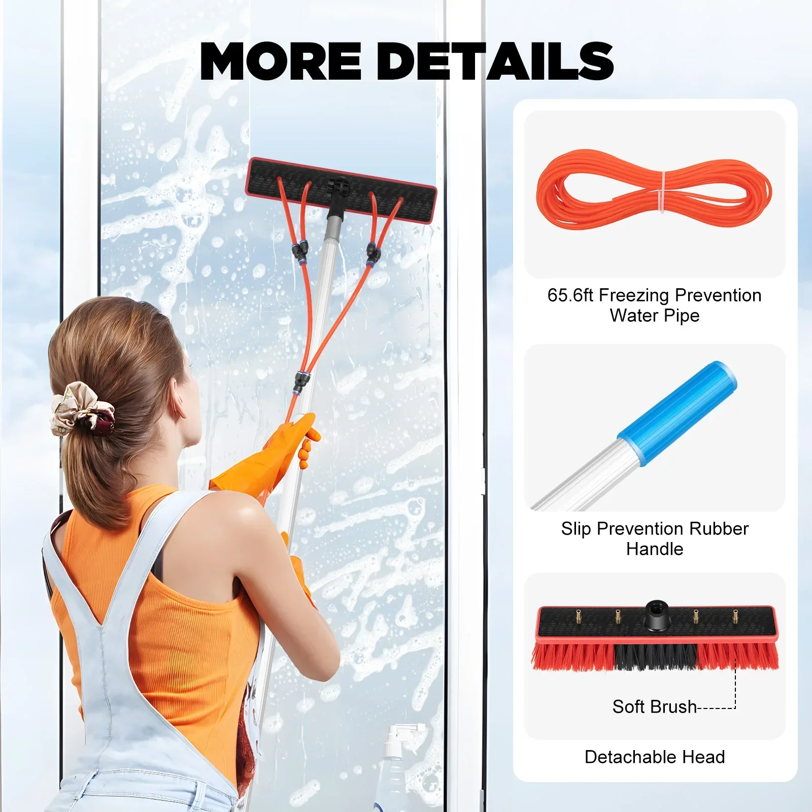 

26-футовый комплект для подачи воды, щетка для подачи воды, подходит для окон, очистки солнечных фотоэлектрических панелей