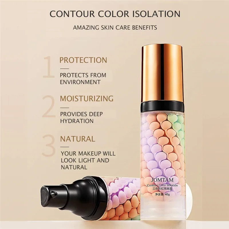 40g JOMTAM Contour Color Isolation Jomtam Tri-lor Turn On Cream  Waterproof Makeup Foundation Natural Makeup Base Cream