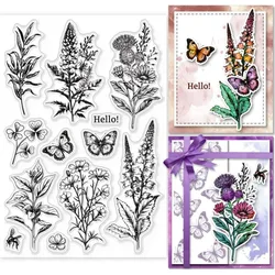 Flower Branch Plant Clear Stamps for Cards Making Flowers and Grass Silicone Clear Stamp Seals Transparent Stamps for DIY