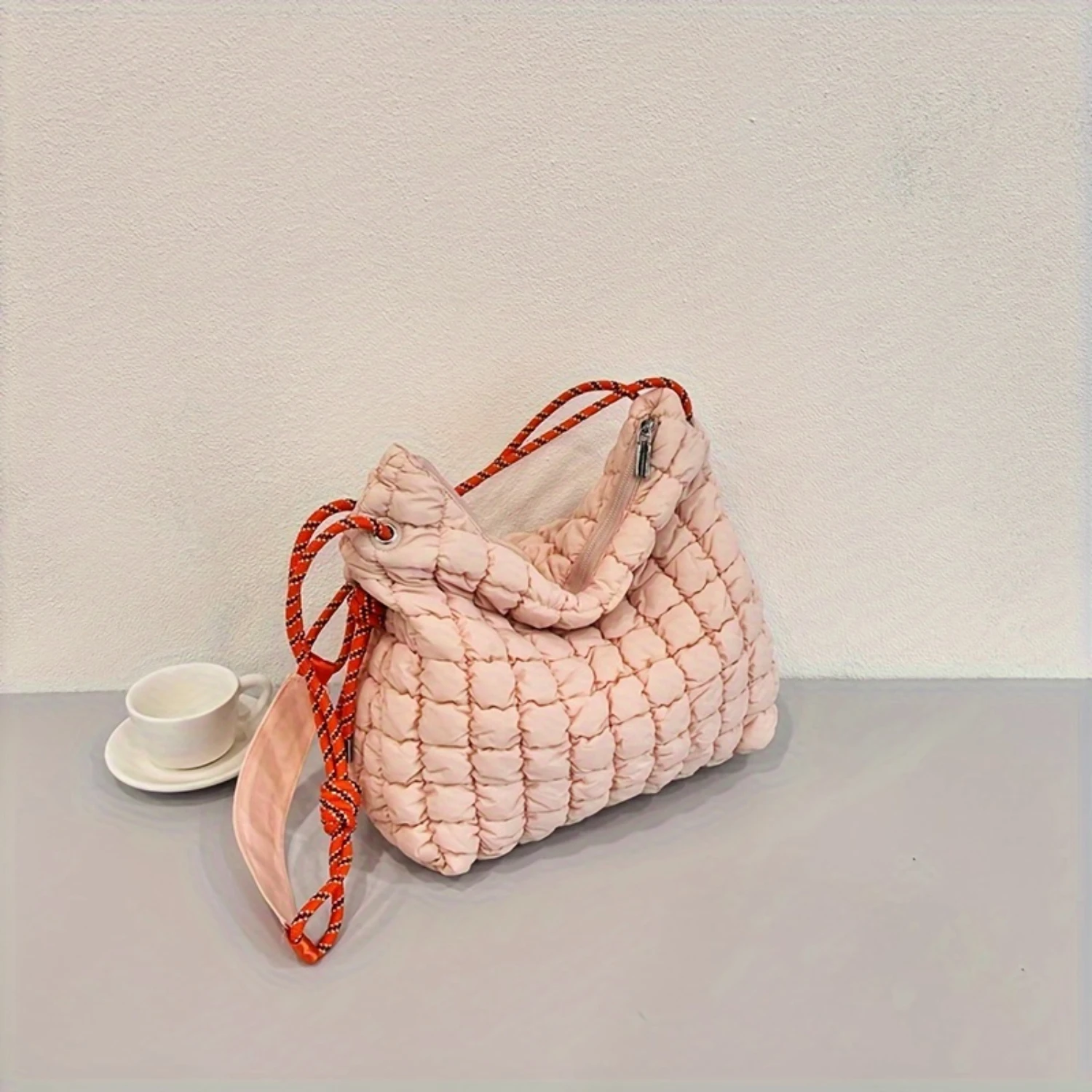 Puffer Quilted Shoulder Bag, Cloud Ruched Crossbody Bag, Lightweight Padded Hobo Bag - School Work Travel