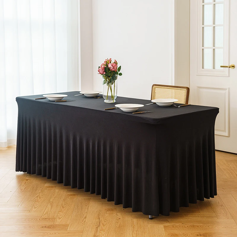 Exclusive cross-border supply of elastic table covers for weddings6FT rectangular skirted table covers for hotel parties,