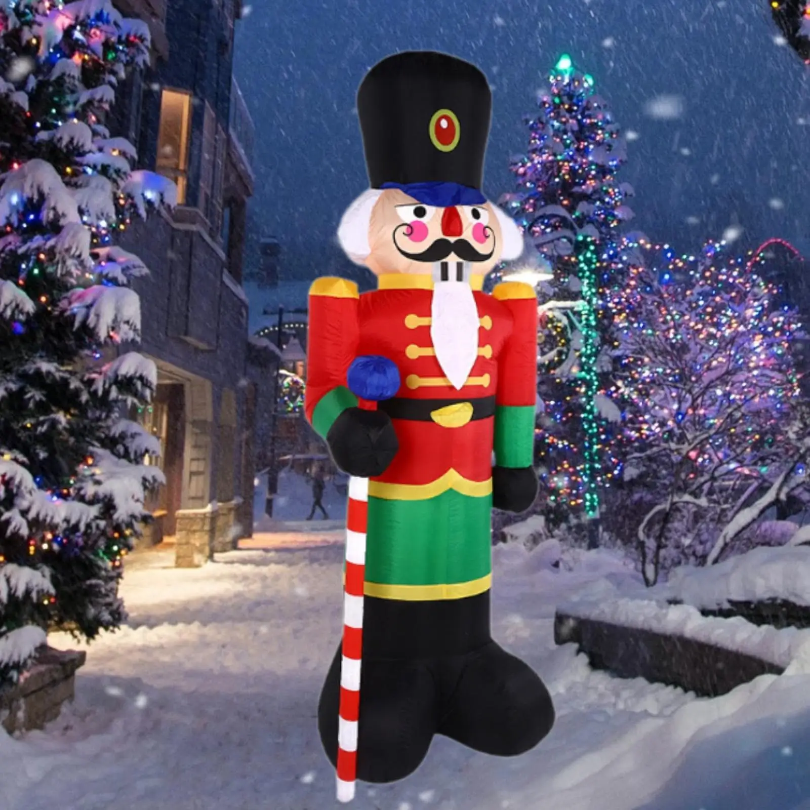 

Christmas Inflatable Nutcracker Outside Birthday Gift Prop Decoration Lighted Yard Ornament for Party Holiday Garden Porch Patio