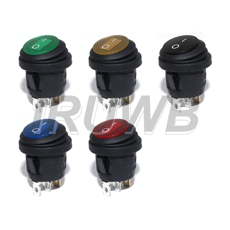1PCS 3Pin Rocker Switch 6A 10A 250V 125V AC LED On Off Waterproof Vehicle Boat Switch Round Switch SPST