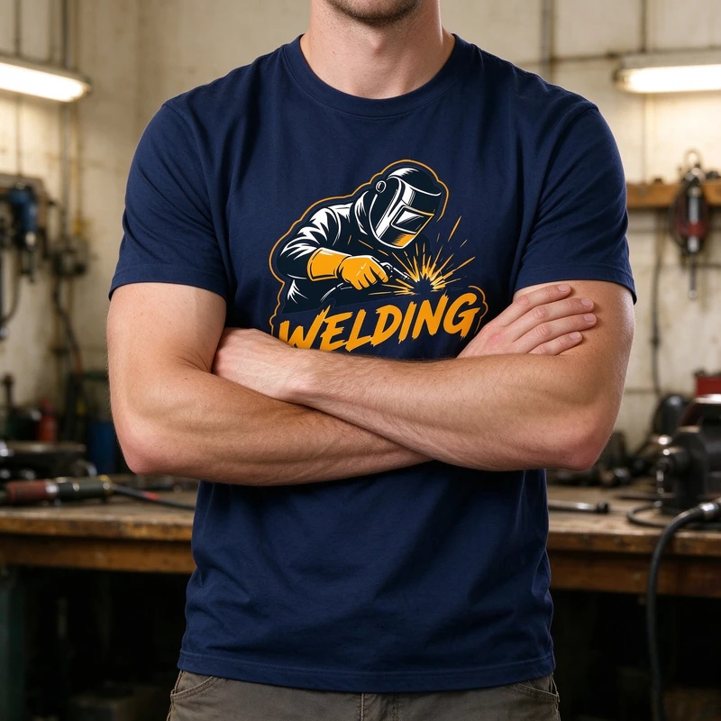 Welding Builds Stronger T-Shirt Welder Spark Graphic Tee Industrial Workwear Casual Welder Steelworker Metalworker Mechanic Top
