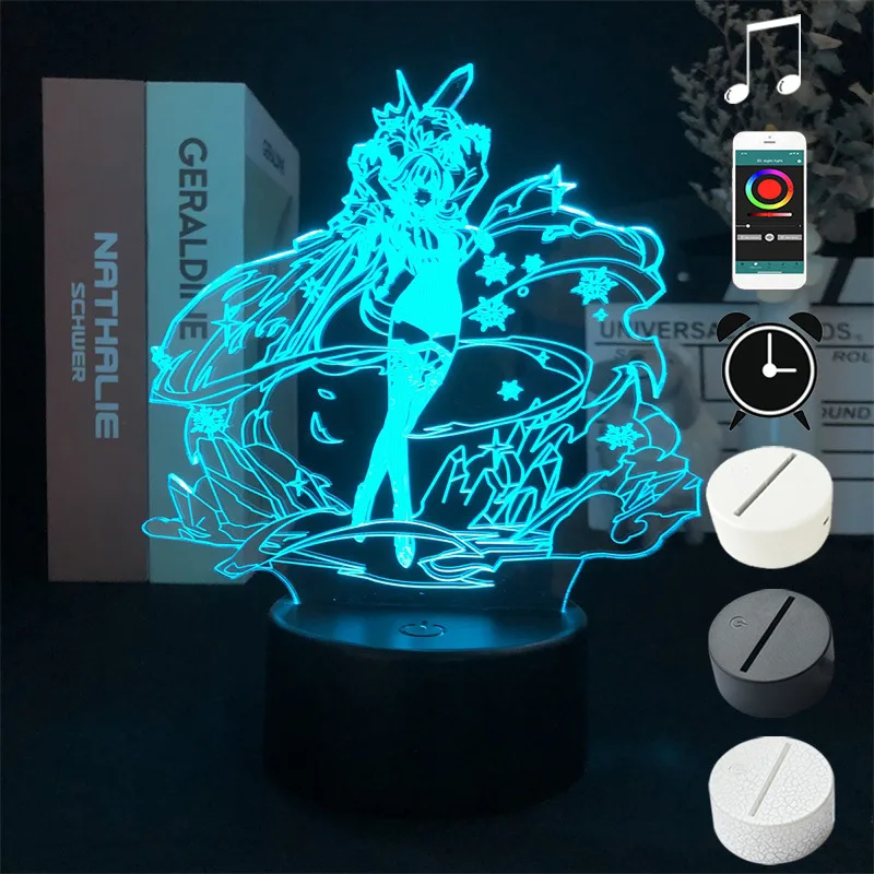 Genshin impact Eula Lawrence 3d led lamp for bedroom manga night lights anime action figure Decoration children Kawaii gift