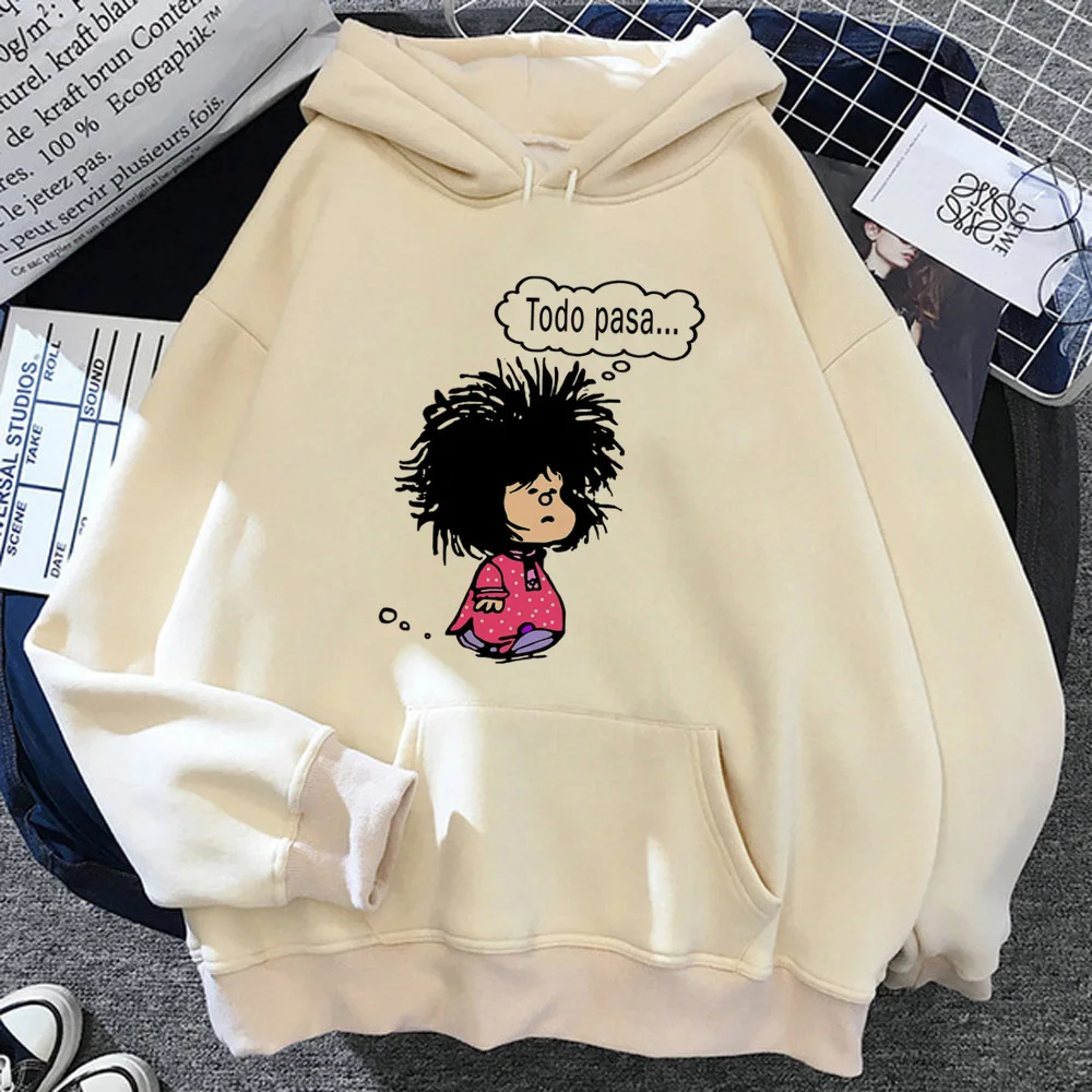 Mafalda hoodie clothes for teens Japanese streetwear pattern funny harajuku girl pullover tracksuits youthful trendy athleisure