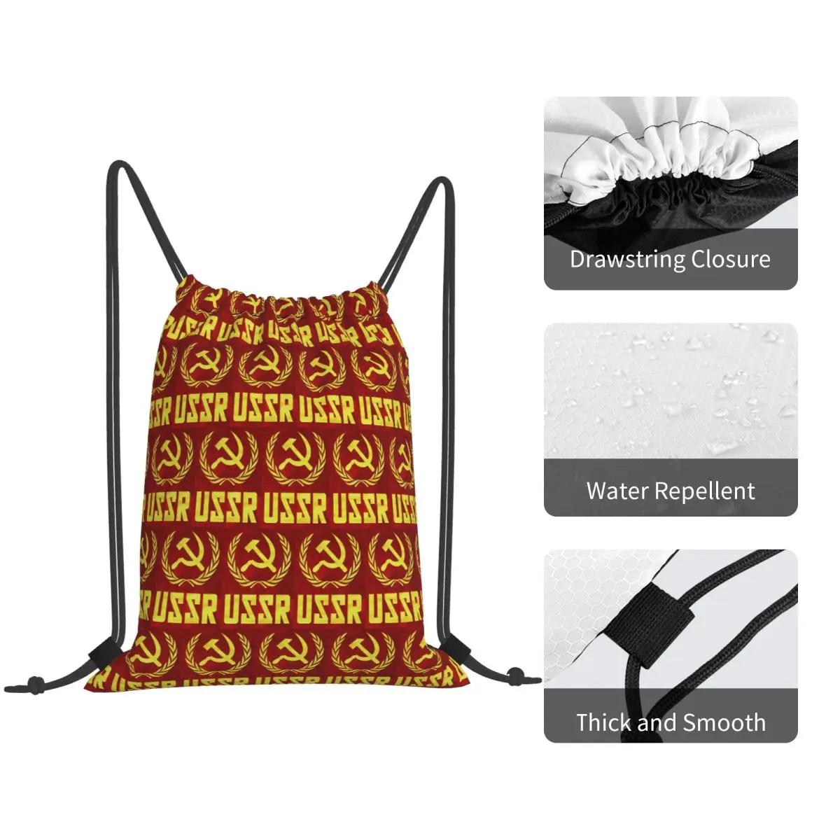 Ussr Hammer And Sickle Backpacks Casual Drawstring Bags Sports Bag Book Bags for Man Woman Students