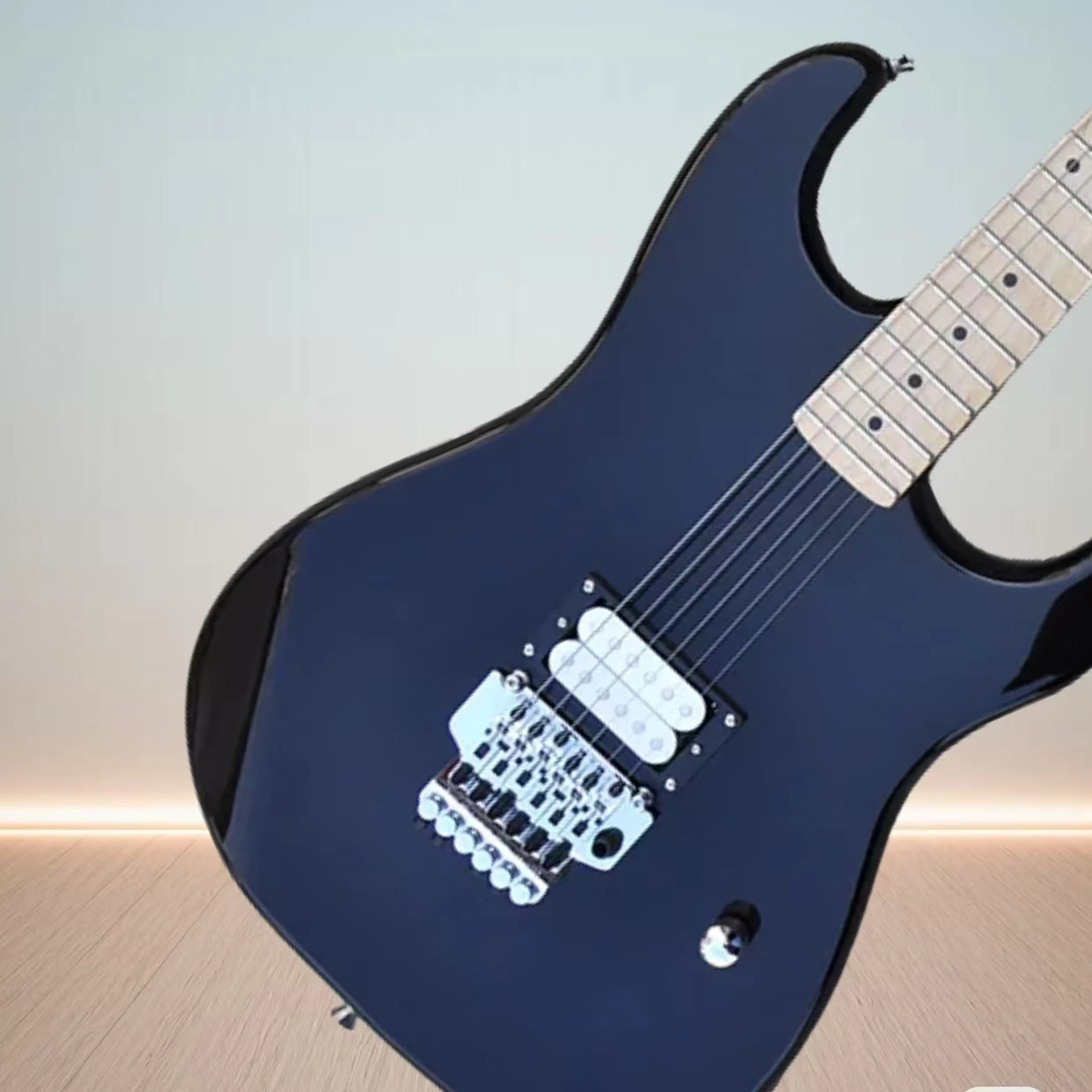 

High-quality black glossy 6-string electric guitar