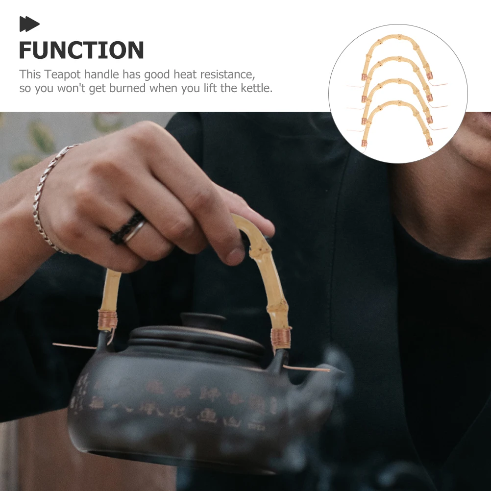 

4PCS Teapot H Accessories Bamboo Iron Material Wear Resistant Heat Resistance Suitable Various Teapots Household Retro Style
