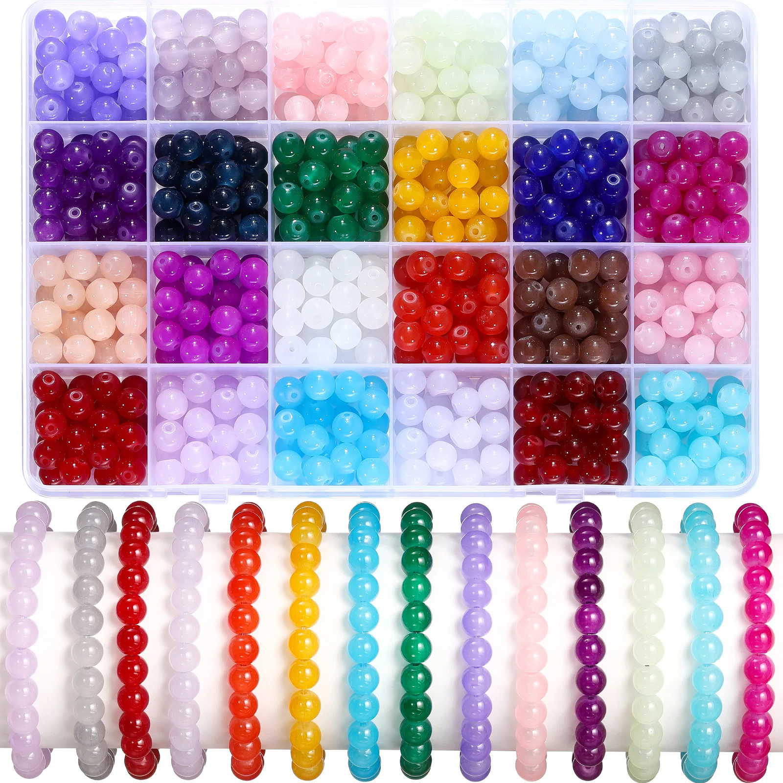 24 Color Jelly Double Beaded Burst Glass Set Diy Handmade Earrings Bracelet resin/glass Combination