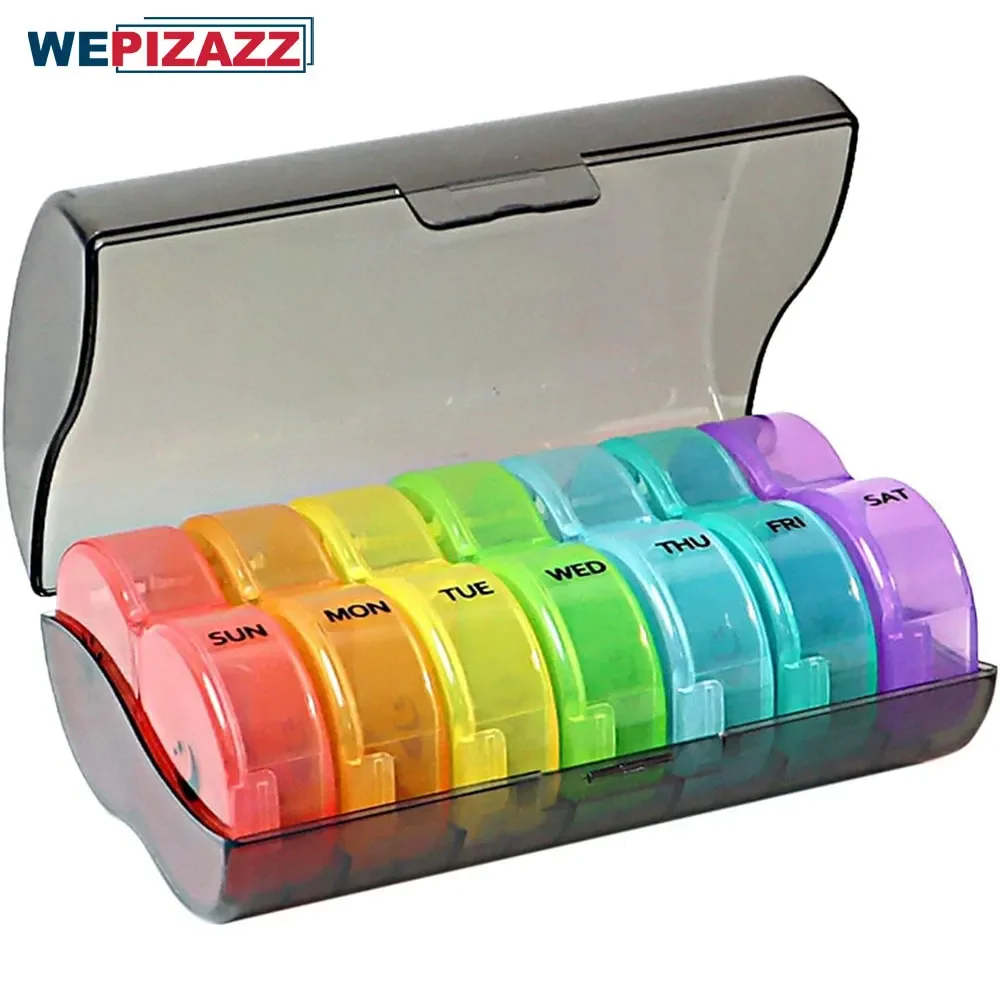 

Weekly Pill Organizer 2 Times A Day, 7 Day Pill Box Daily Am Pm Pill Organizer, Portable Case for Fish Oils, Vitamin, Supplement