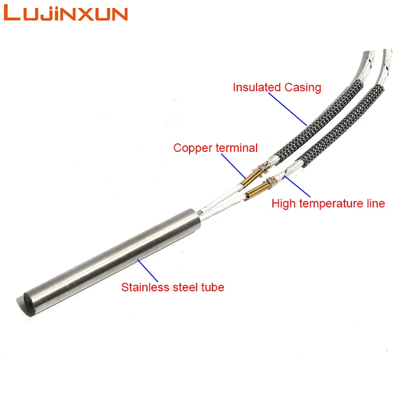 LUJINXUN Mold Cartridge Heater 12x30-200mm 220V Cylindrical Igniter Hot Rod Tubular Heating Element 316SUS Custom Made 5pcs