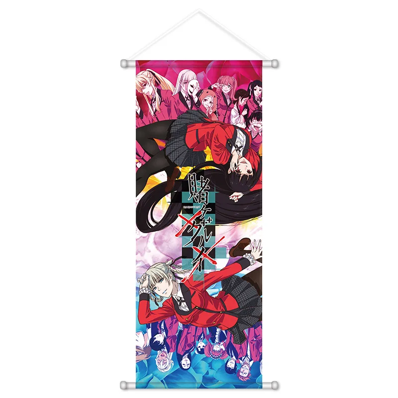VIKAMA High Stakes Gambling Anime Wall Scroll Tapestry Intense Gambler Girl Art Fabric Poster for Bedroom Living Room Otaku Gift