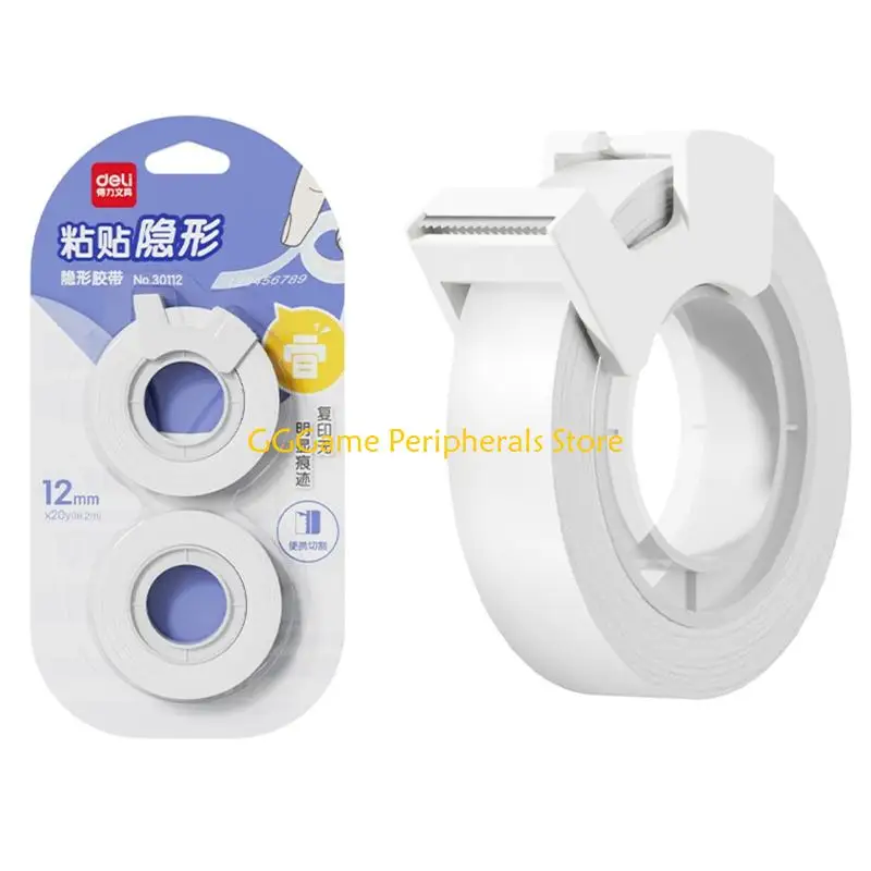U55B Invisible Tape 2Pcs Polypropylene Clear Adhesive Tape Removable for Documents Photos Craft and Gift Wrapping