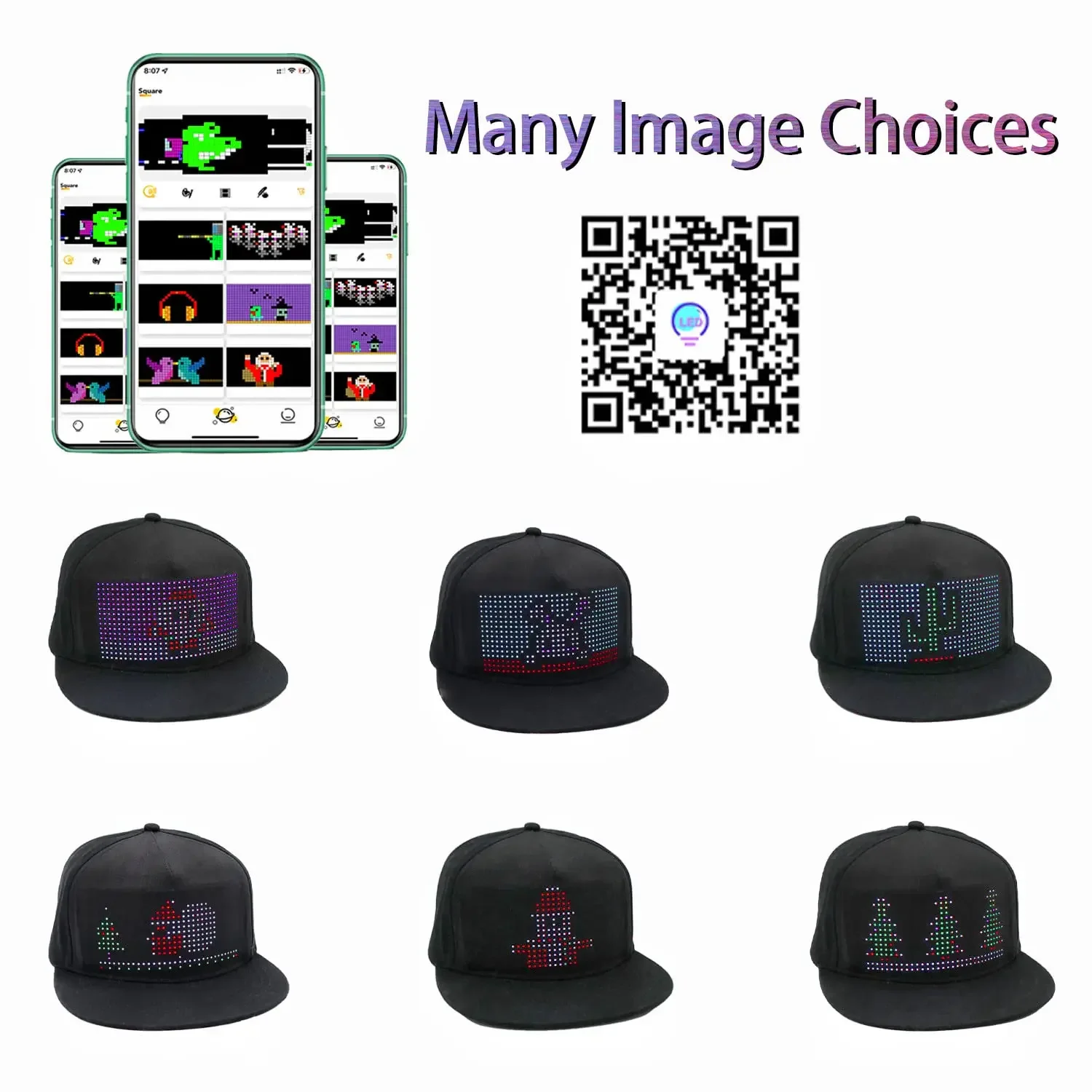 Multi-language Smart LED Pixel Hat Bluetooth Control Screen Hat Display Advertising Cap Prom Party Decorative Hat Editable