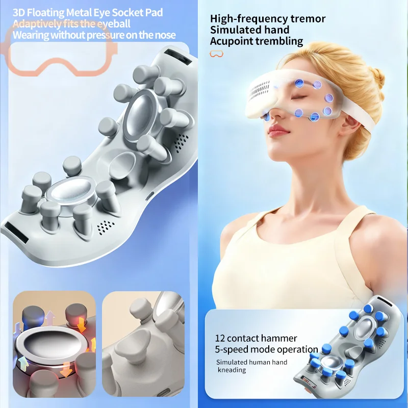 Eye Care Massage Products Airbag Relieve Eye Fatigue Vibration Heating Wireless Foldable Smart Eye Massager