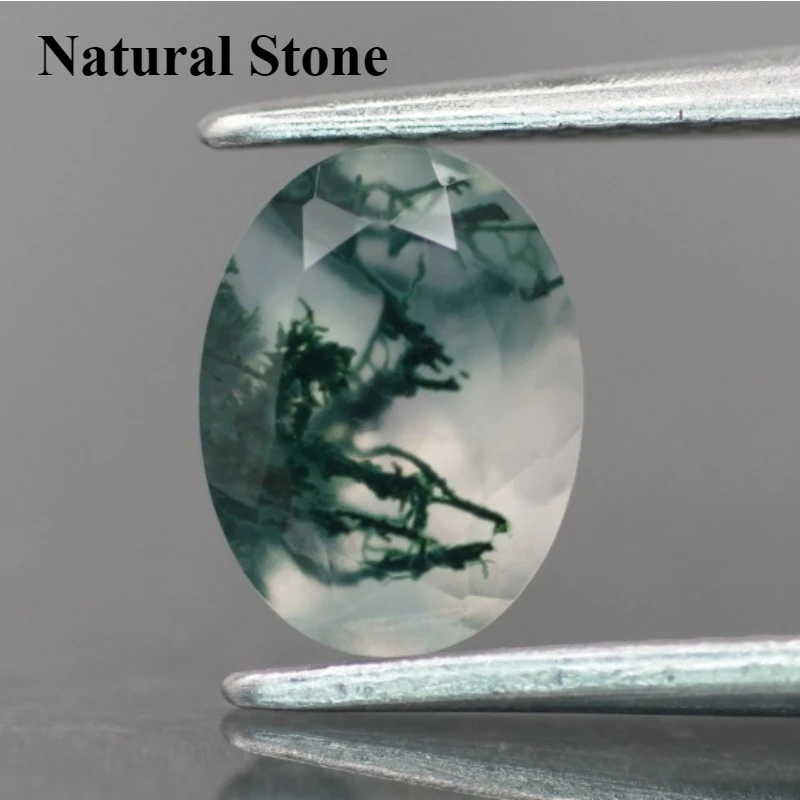 

Oval Cut Natural Green Moss Agate Faceted Calibrated Top Quality Loose Gemstone Moss Agate Pendant Ring Earrings Gift