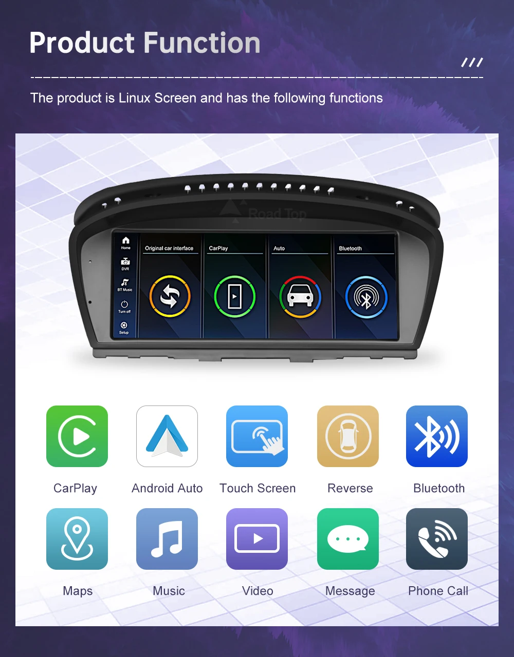 Road Top Wireless CarPlay Touchscreen für BMW 3er/5er Serie E90/E91/E92/E93 E60 E61 E62 CCC/CIC Multimedia Autoradio Android Auto – Detail 11