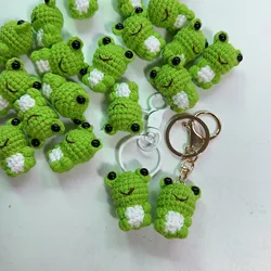5pcs/lot Handmade 3.5cm Cute Knitting Mini Fudge Frog Keychain Crochet Keyrings For Car Key Accessories Doll Keyrings Wholesale