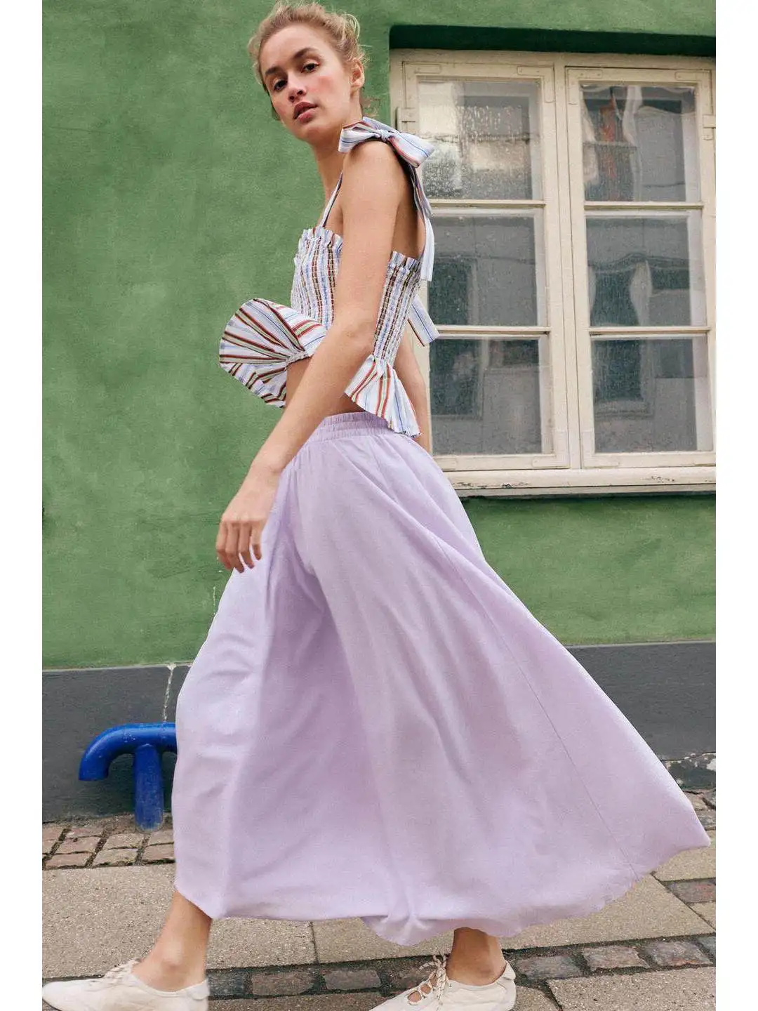 

Casual Fashion Loose Midi Skirt Layered Decoration Floaty A-Line Skirt High Waist Elastic Waistband Spring Summer 2026