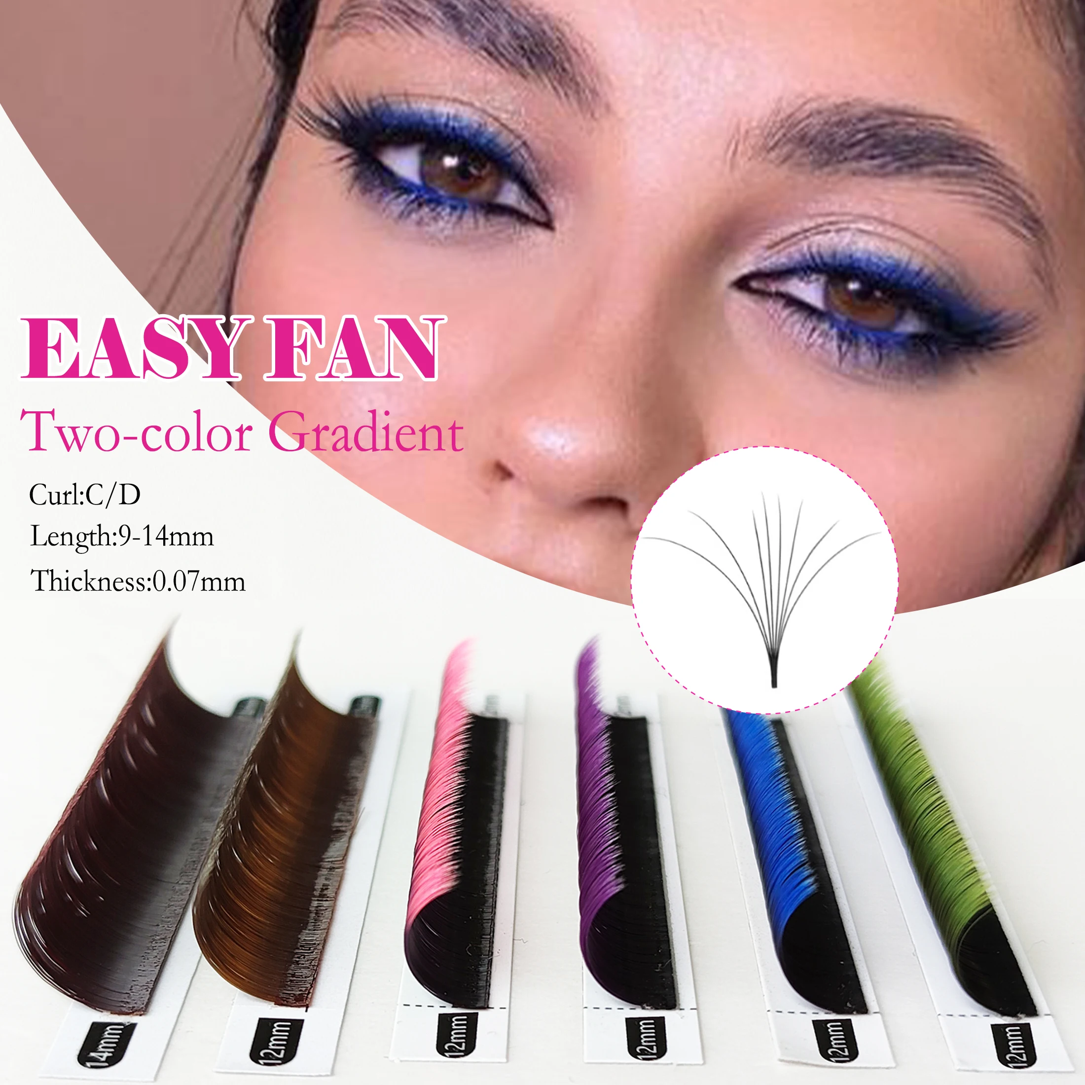 CoMango 2Colors Easy Fan Lashes Extensions Ombre Coloured Auto Fanning Soft Natural maquillaje pestañas Makeup Fluffy Lashes