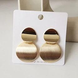 Vintage European Metal Sequins Round Earrings for Women Golden Color Geometric Punk Statement Drop Earrings Jewelry Gift