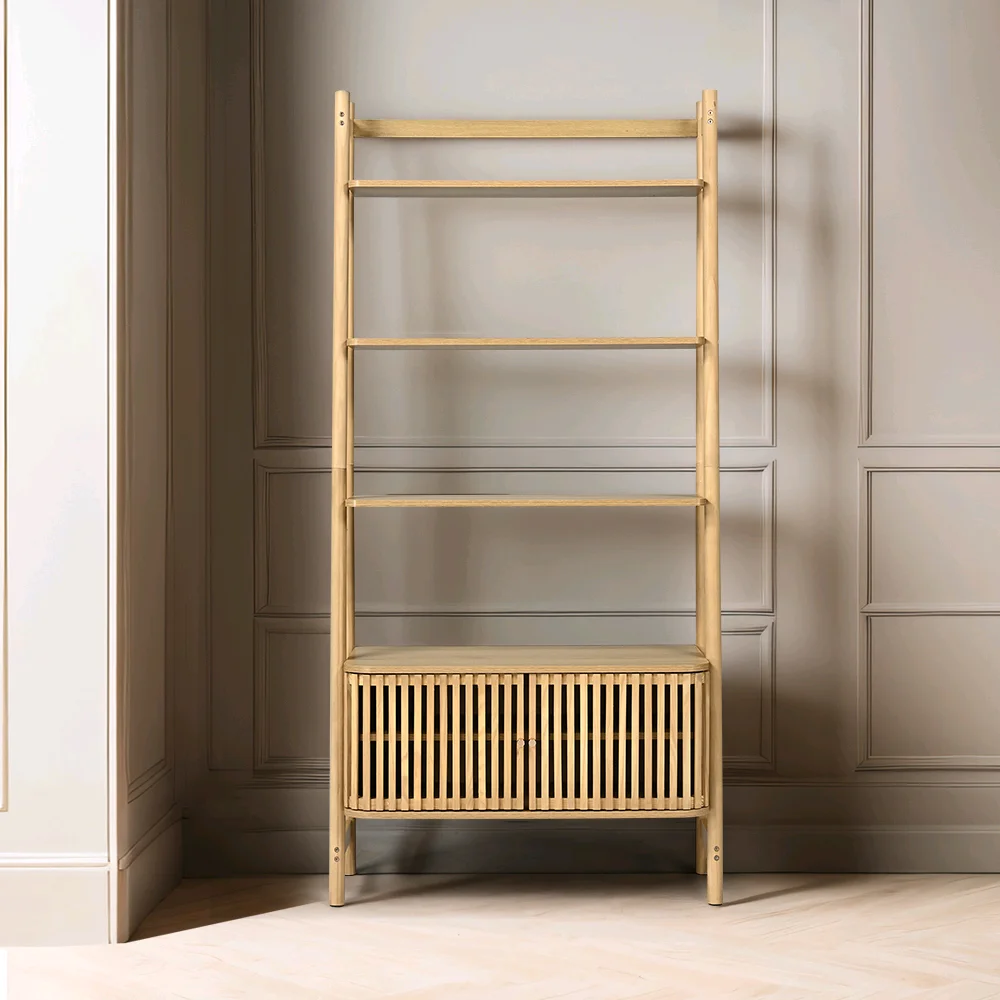 ！@Combohome 4 Tier Wood Ladder Shelf Multifunctional Display Stand Storage Cabinet Bookshelf Natural