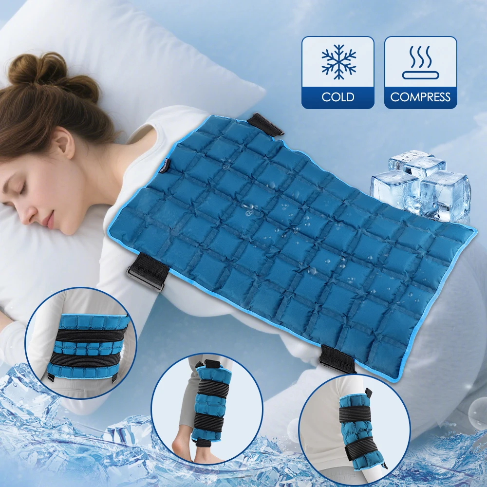 

13x22 Inch Large Ice Pack for Back/Waist/Knee Reusable Cold/Hot Pack for First Aid Sports Swelling Bruises Injuries Cooling Mat