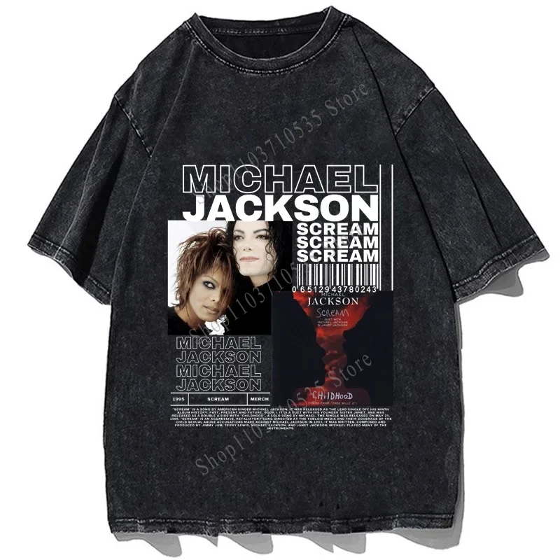 Hip Hop Singer Michael Jackson Print Tshirt Pop BAD Vintage T-shirt Fashion Streetwear Cotton Men T Shirt Loose Oversize Cloting