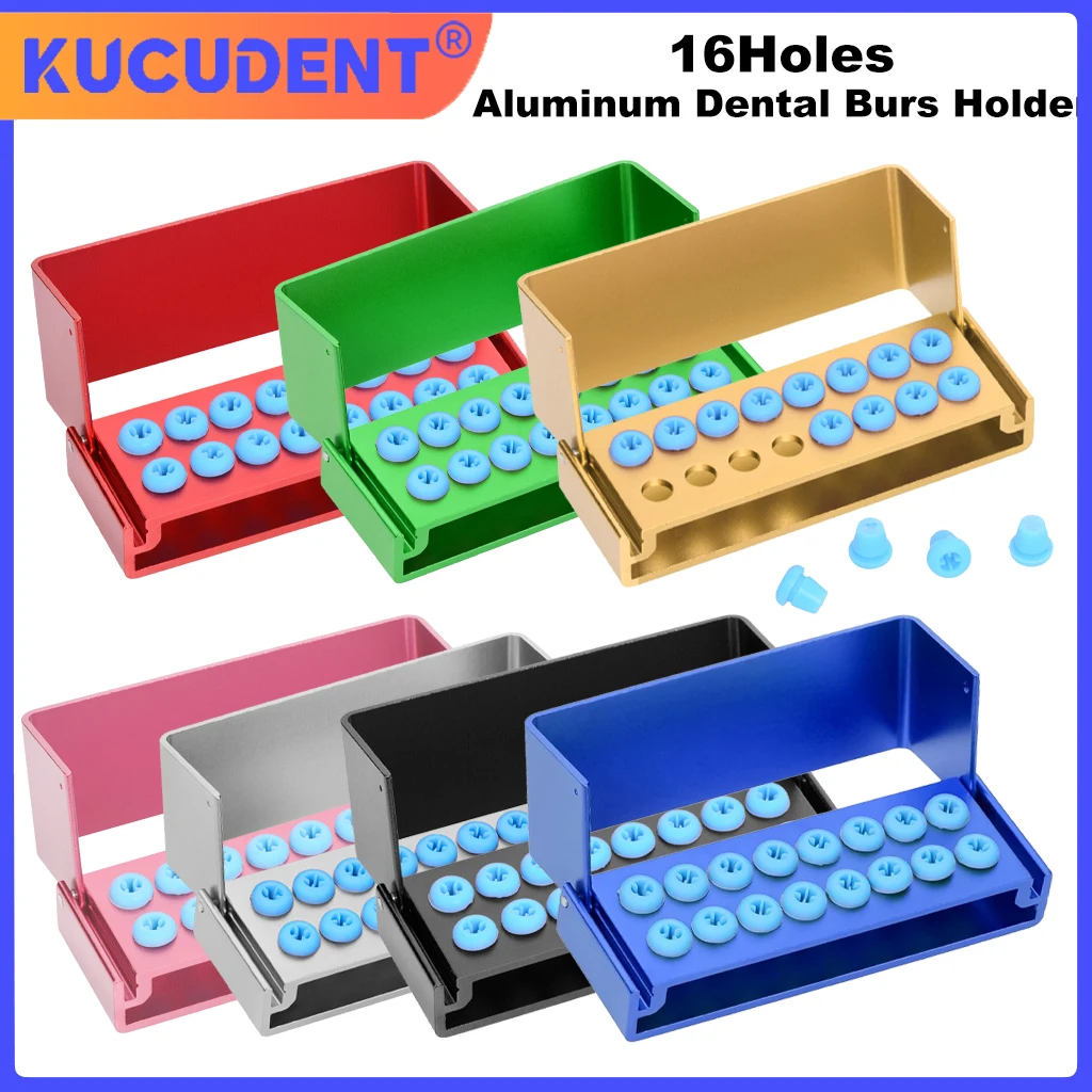 

Dental Burs Holder 16 Holes with Silicon Bur Block Box For High/low Speed Burs Autoclavable Case Dentistry Scaler Tips Burs Tool