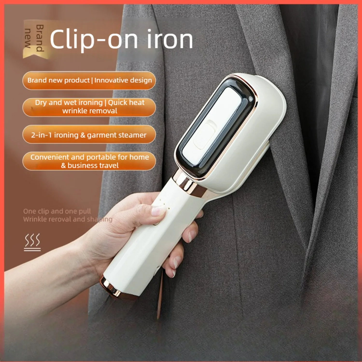 Portable Steam Iron for Fabrics,1000W Handheld Garment Steamer, 3 Fabric Settings,Wet & Dry Ironing, 180° Rotate Splint Steamer