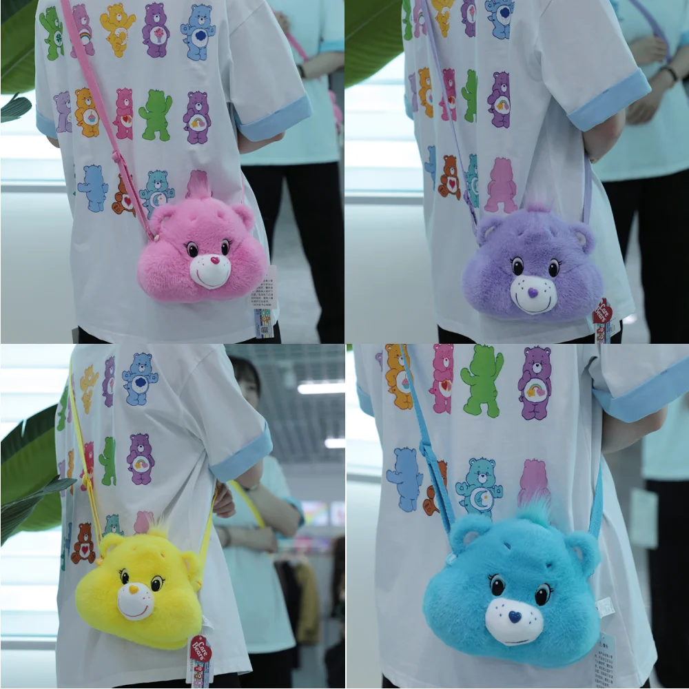 

Genuine Care Bears 18cm Plush Crossbody Bag Adjustable Strap Bear Head Shoulder Purse Handbag For Girls Birthday Holiday Gift