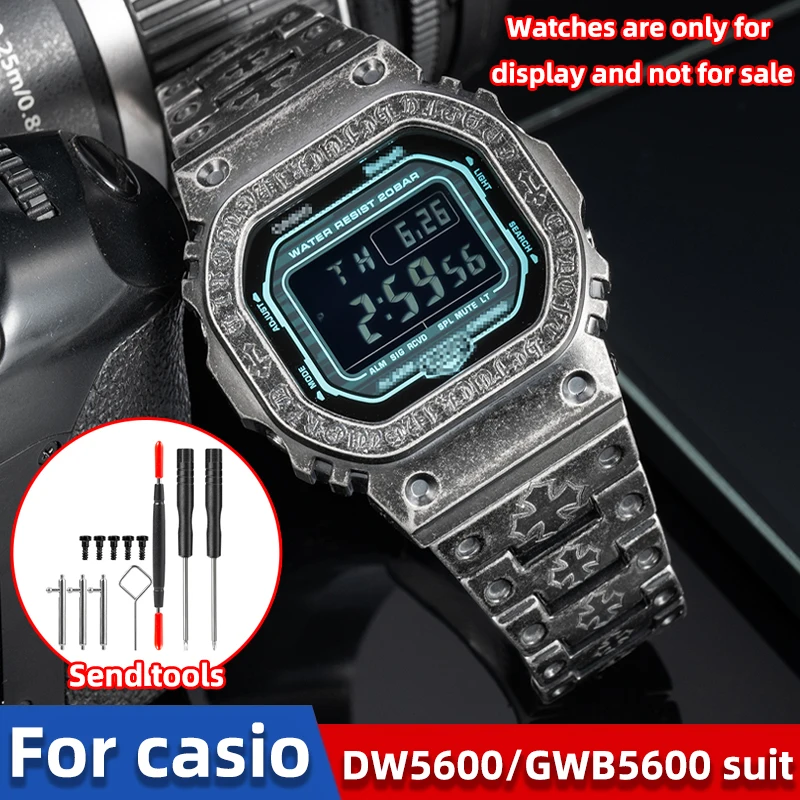 

316L Stainless Steel Conversion Kit for Casio G-Shock DW5600/GW-B5600 Upgrade Full Metal Case Bracelet Set with Screwdriver Tool