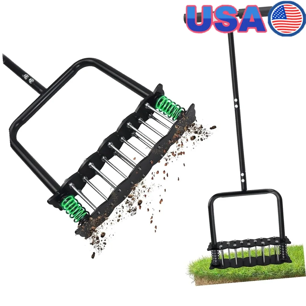 

Manual Lawn Aerator Tool Dual Spring T-Handle Easy Soil Aeration High-Density Alloy Durable Design Enhances Lawn Health and