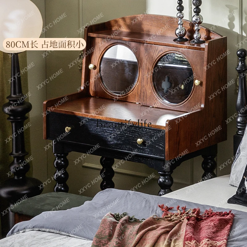 

A French retro medieval dresser all solid wood makeup table storage storage cabinet integrated table