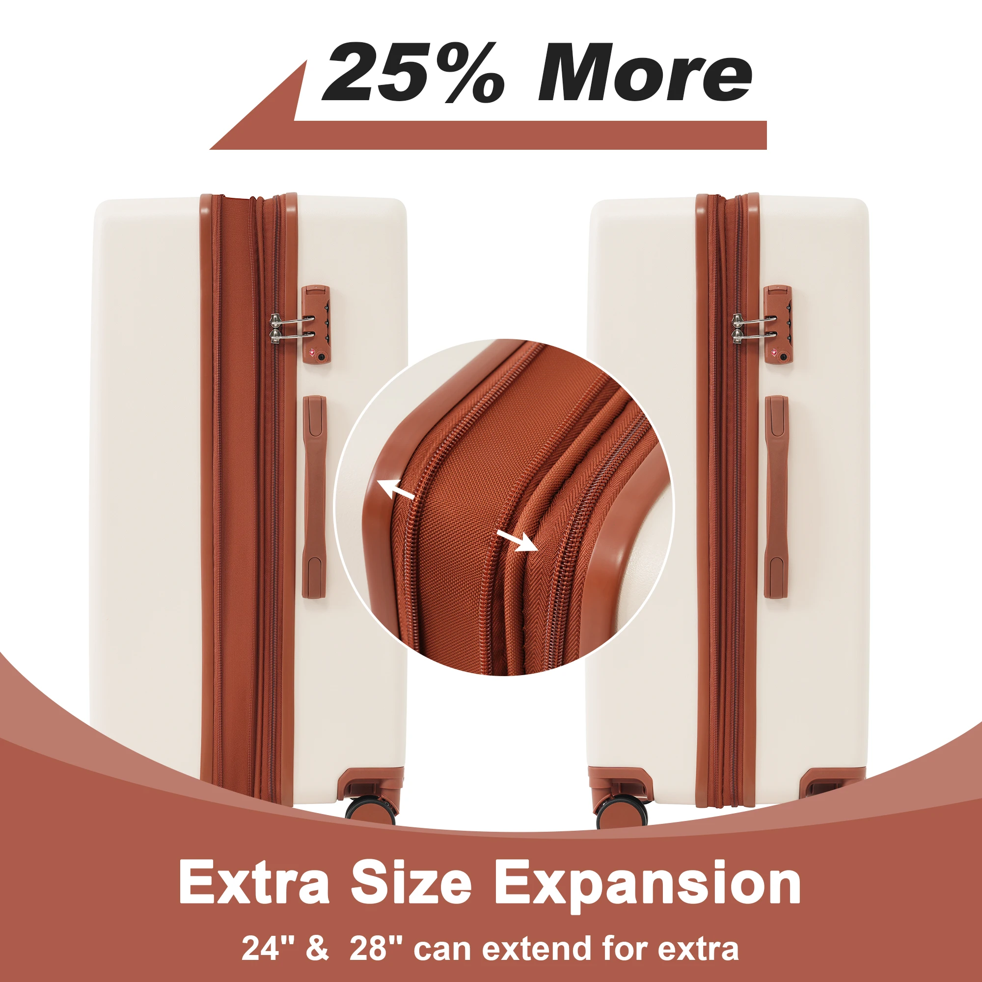 ZHUISHU 3 Piece Luggage Set Hardside Spinner Suitcase with TSA Lock 20" 24' 28" Expandable Spinner Suitcase Set Travel Bags