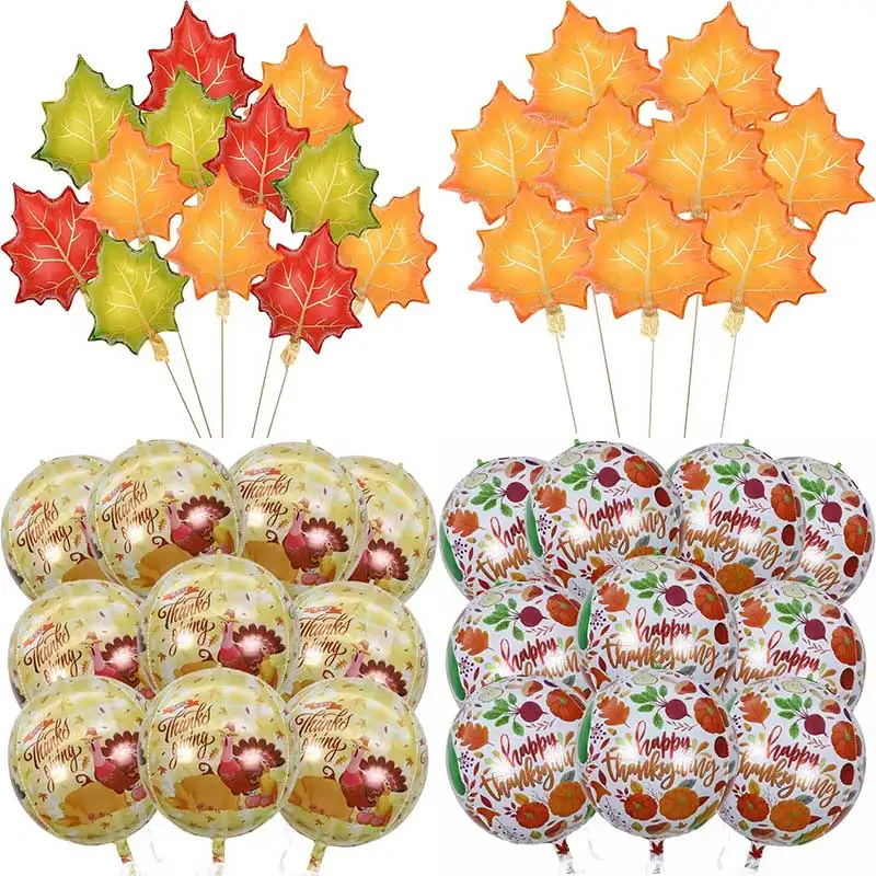 10 Stück 22 Zoll runde Happy Thanksgiving Luftballons Thanksgiving Day Ballon Herbst Pumpink Ahornblatt Thanksgiving Day Dekorationen