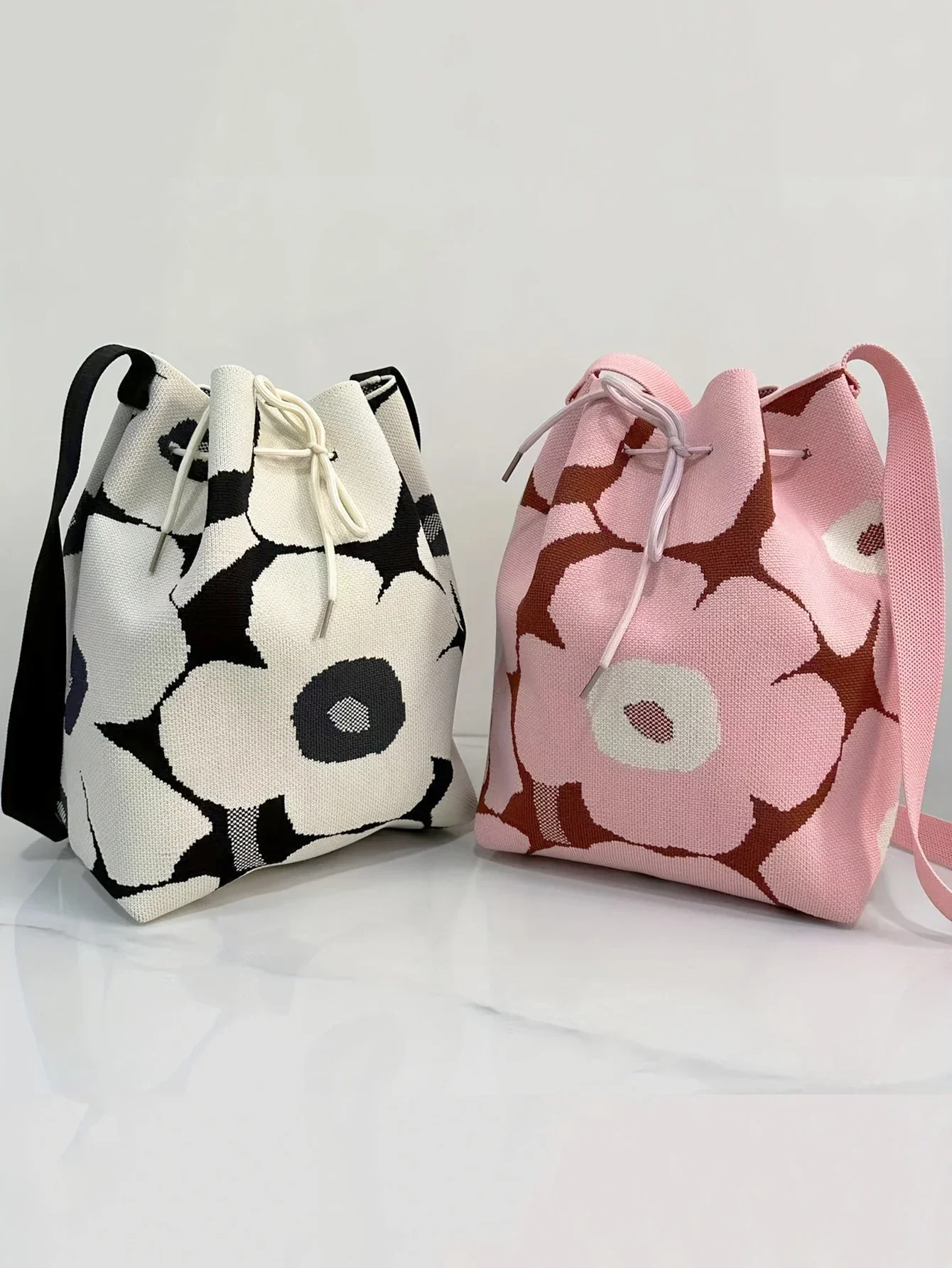 Floral Design Nylon Material Shoulder Bag, Lightweight And Large Capacity Bag Perfect For Work, Shopping, And Travel