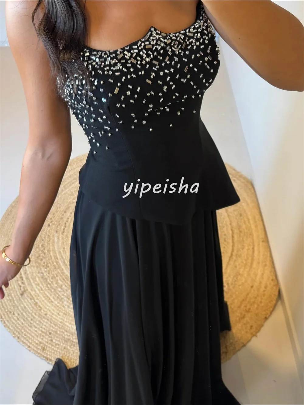 تخصيص مثير البريق الشيفون الطية حجر الراين ألف خط فساتين طويلة حمالة فساتين مناسبة مخصصة الأحجام المتاحة الرسمية