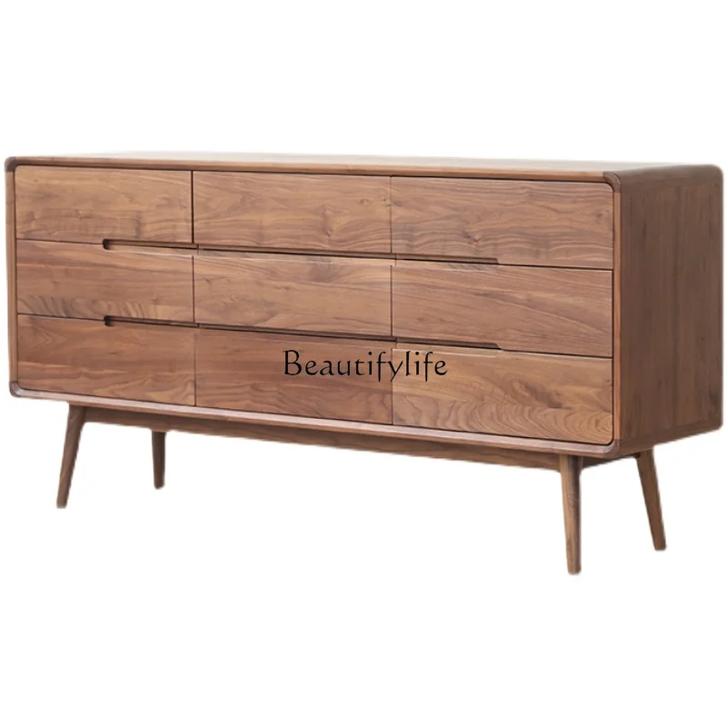 

Solid Wood Living Room Entrance Cabinet Bedroom Drawer Storage Light Luxury Sideboard Cabinet